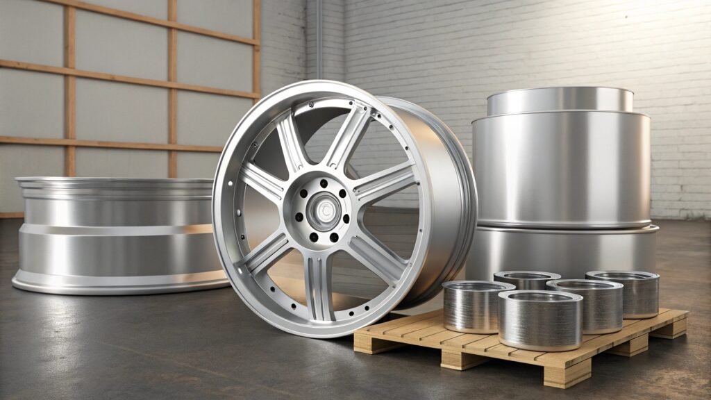 alt text: Assortment of machined parts made from 6061 aluminum